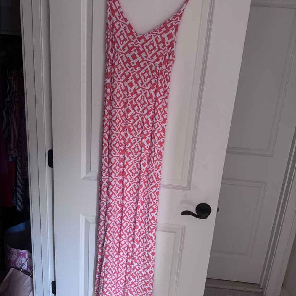 Macbeth Collection Pink and White Spaghetti Strap Sundress